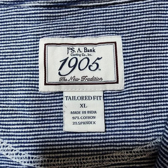 Jos A Bank Sweater Men's XL Tailored Fit LS 1/4 Zip Solid Navy/white Pullover - Picture 6 of 12